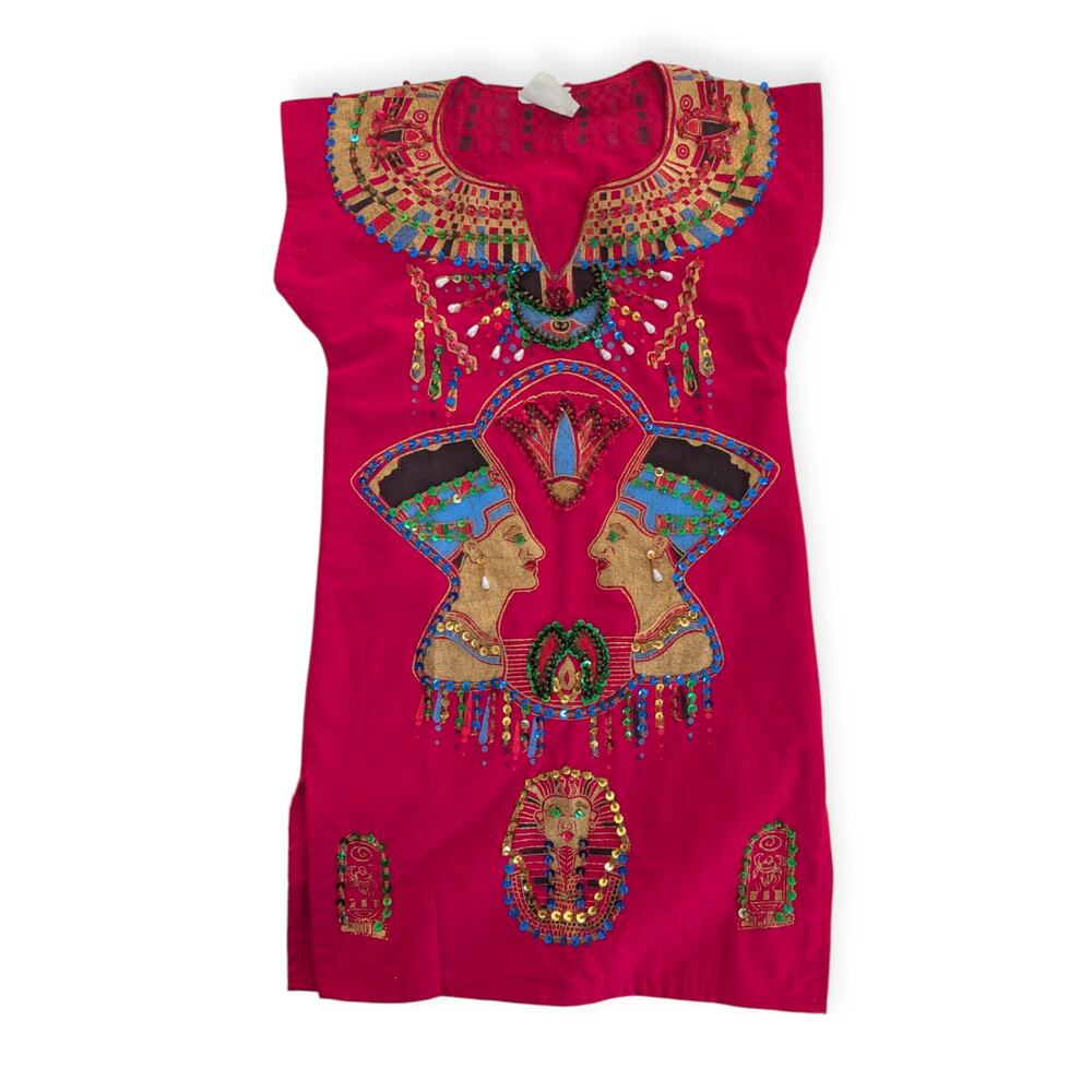 Vintage Egyptian Beaded Hieroglyphic Kaftan